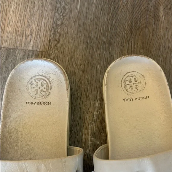 Tory Burch White Floral rhinestones Sandals leather up uppers and inside - Picture 2 of 7